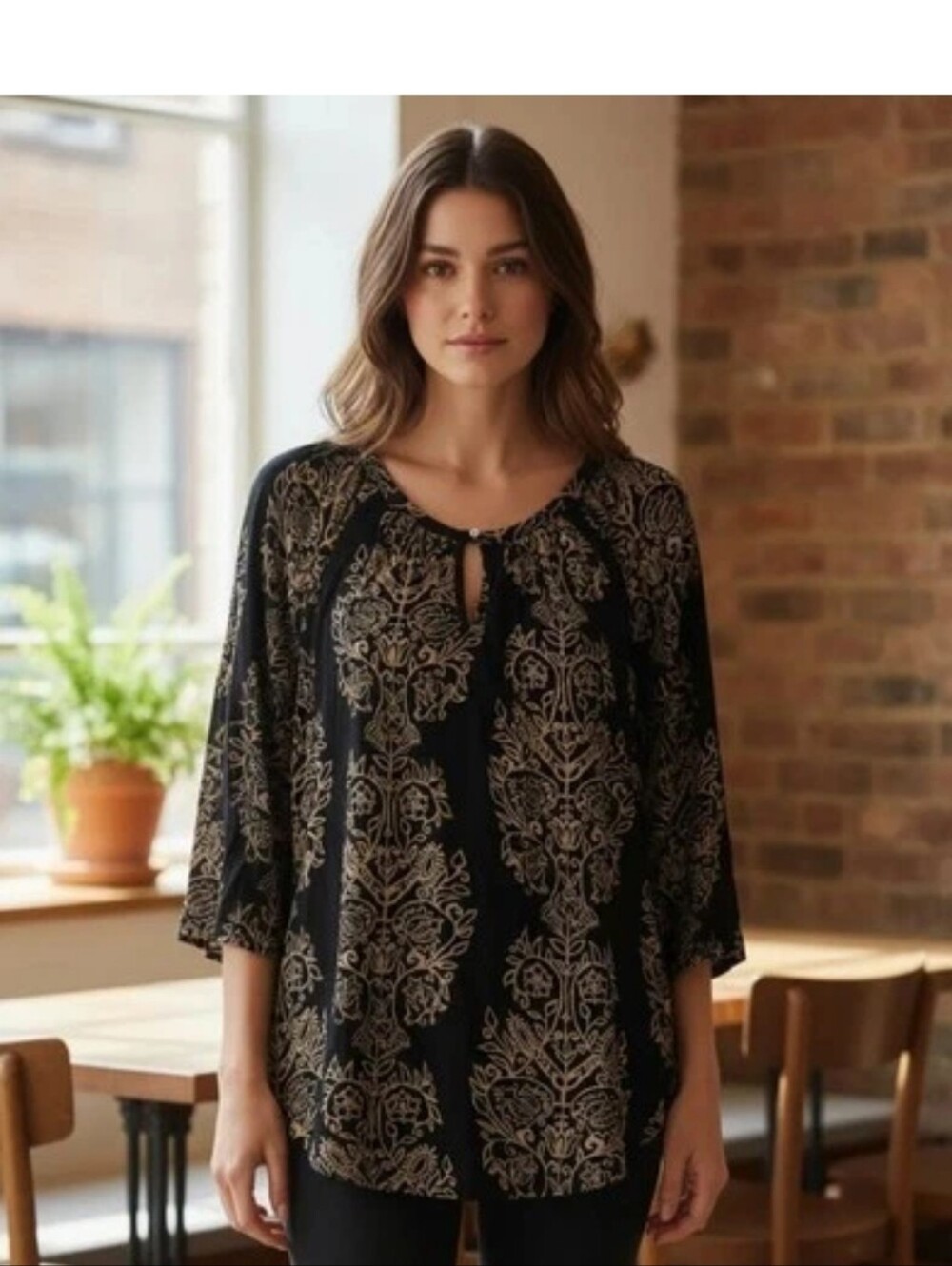 Lucky Brand Boho Black Top 1X